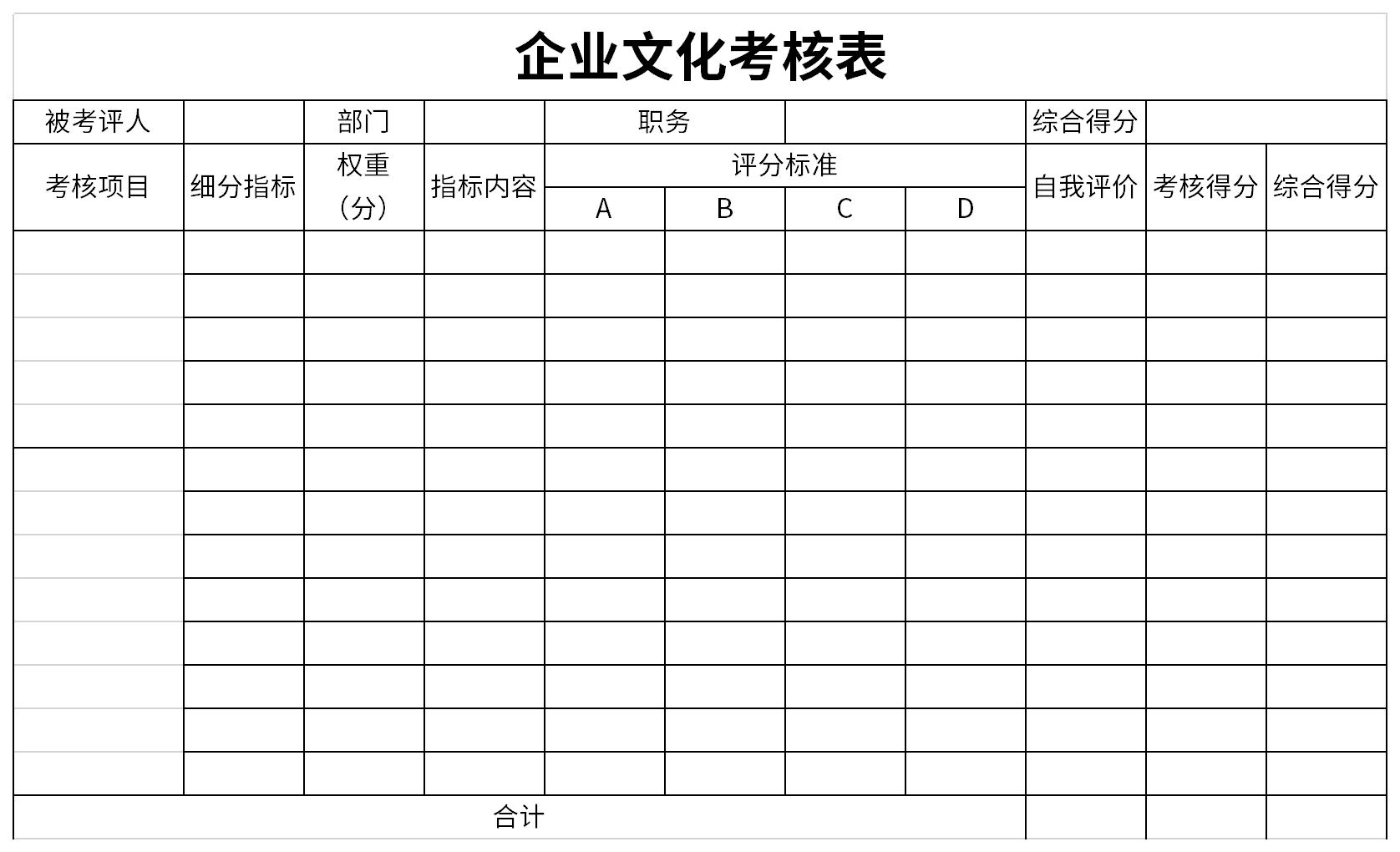 企业文化考核表截图