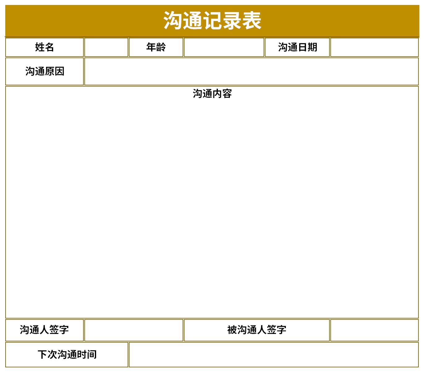 沟通记录表截图