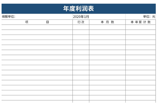 年度利润表截图