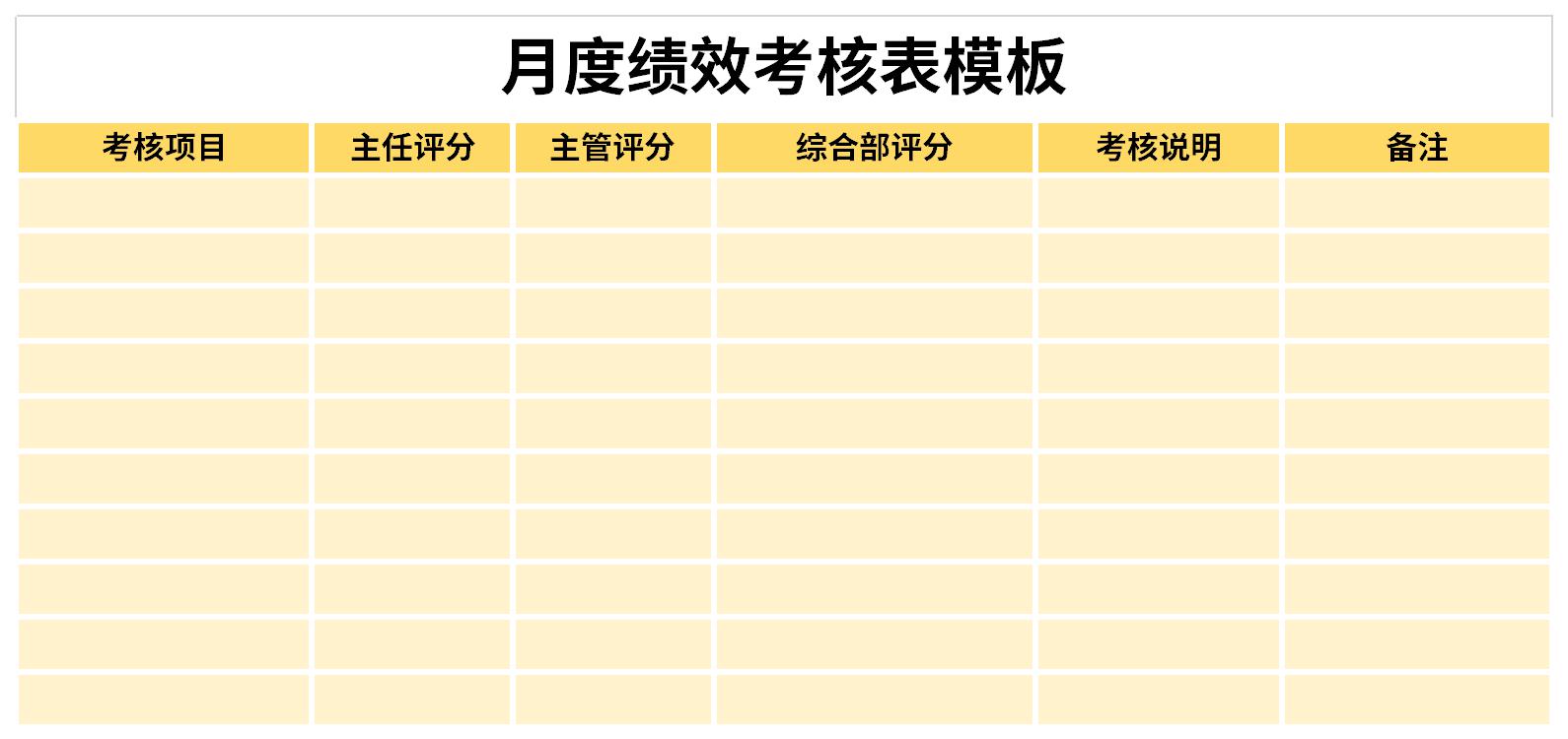 月度绩效考核表模板截图