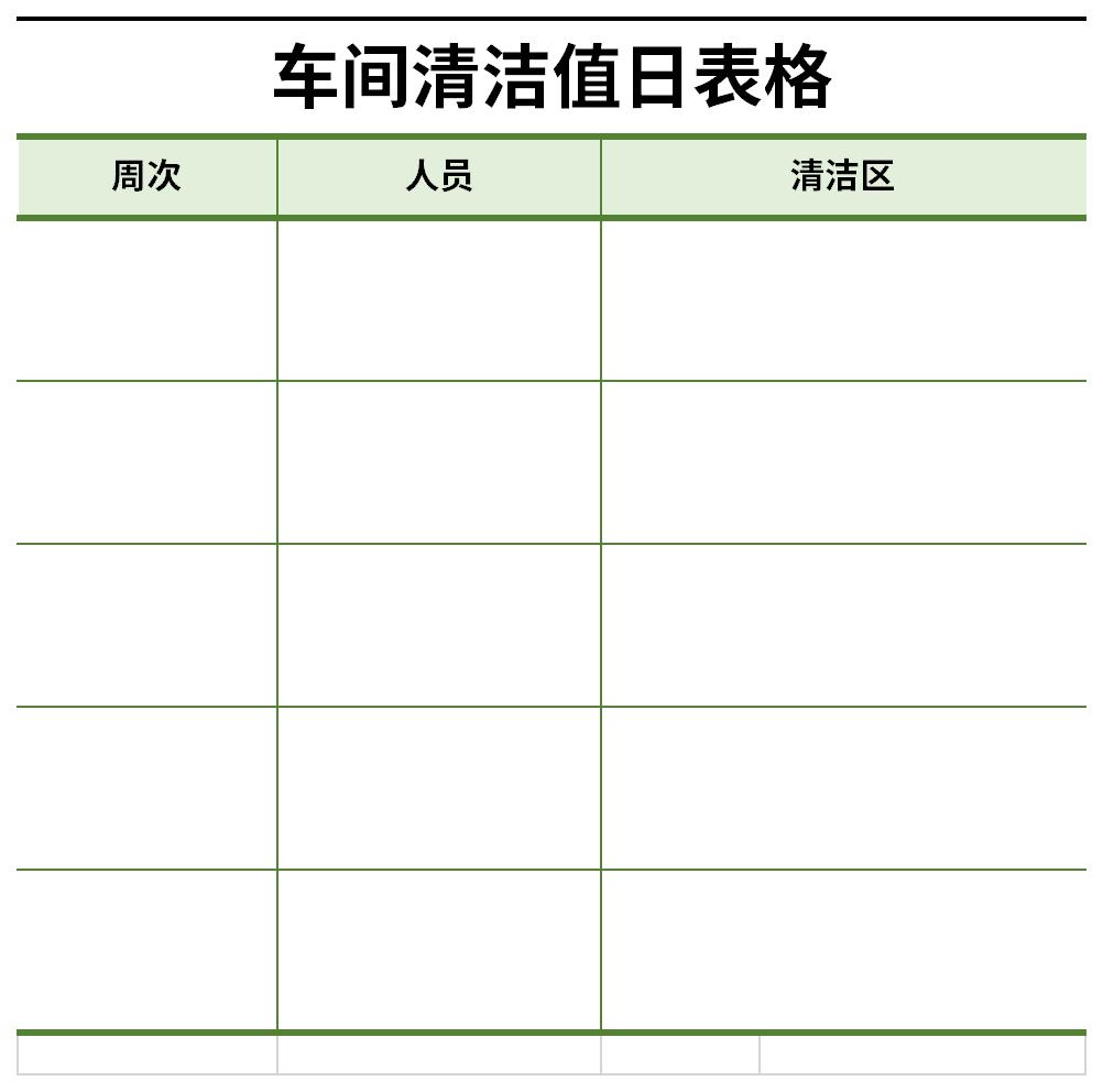 车间清洁值日表格截图