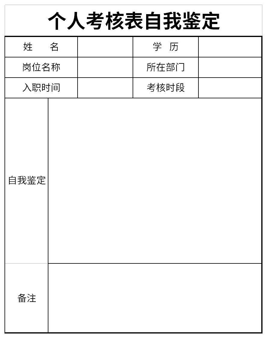 个人考核表自我鉴定截图