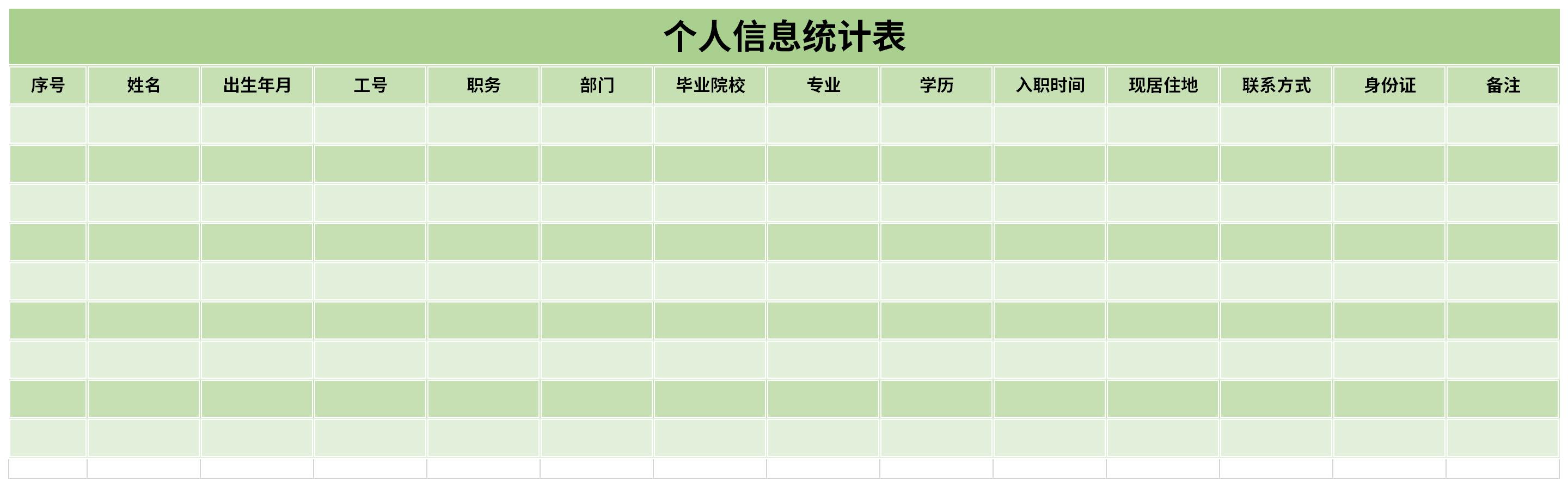 个人信息统计表截图