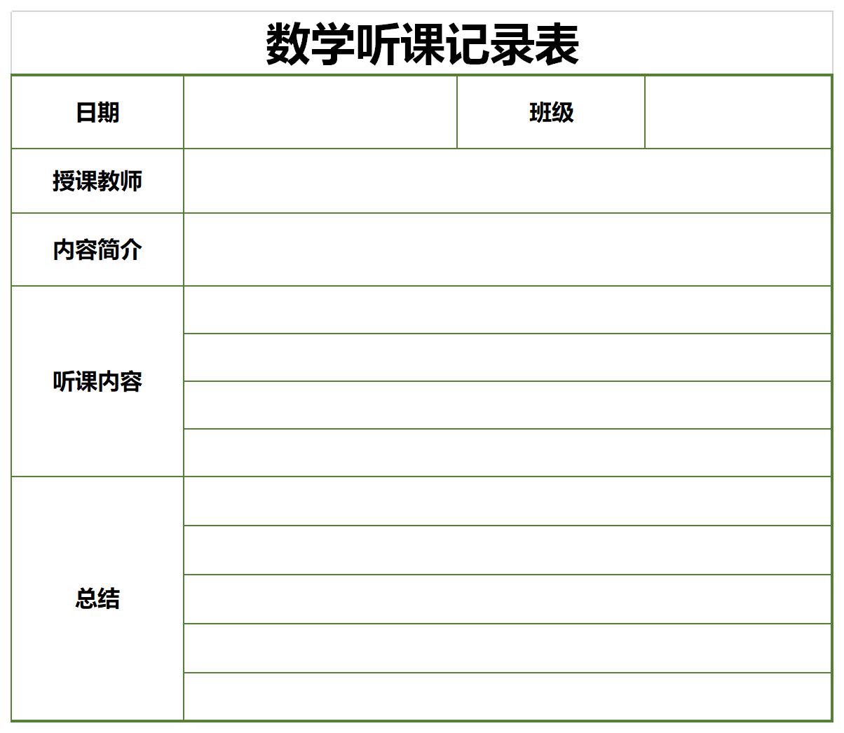 数学听课记录表截图