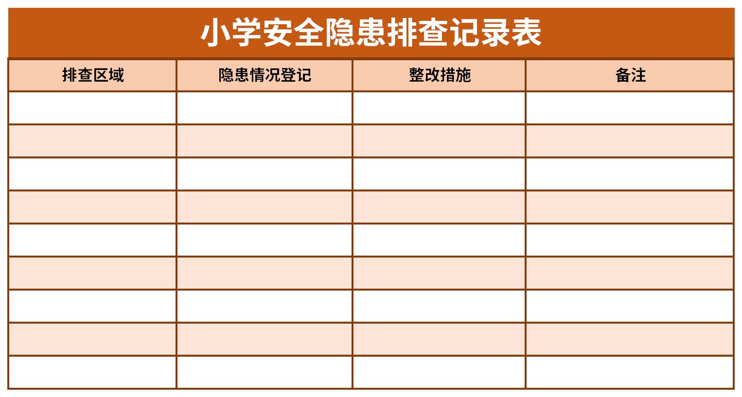 小学安全隐患排查记录表截图