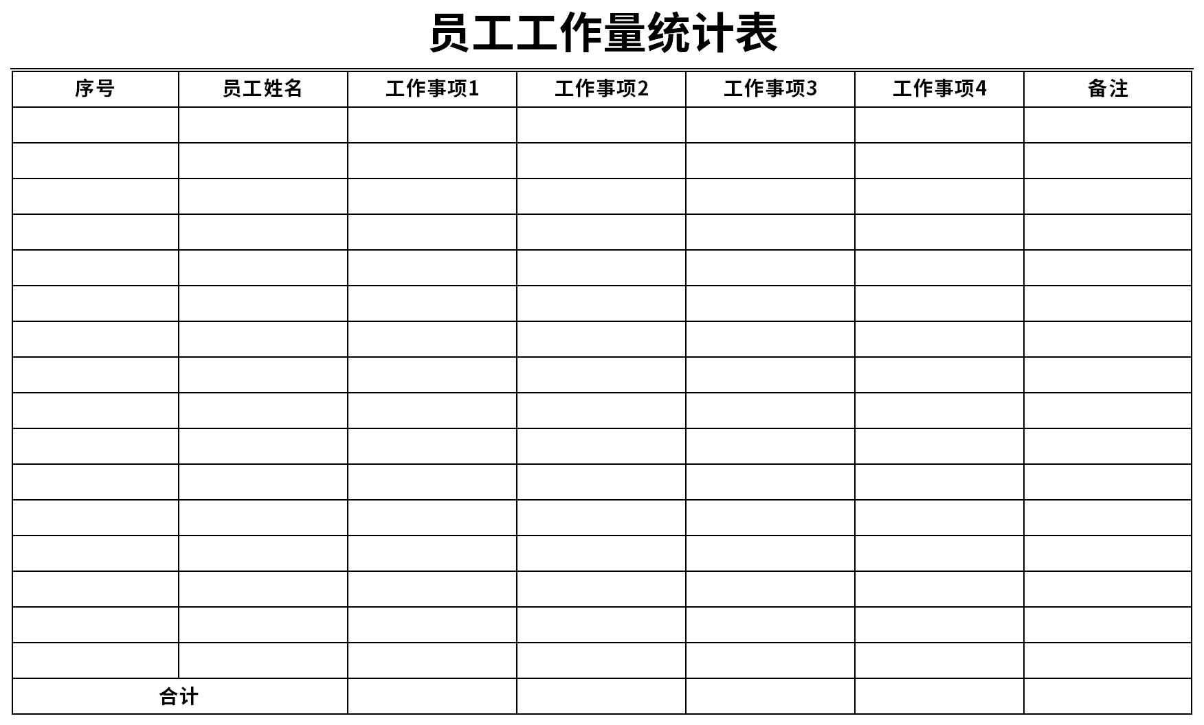 员工工作量统计表截图