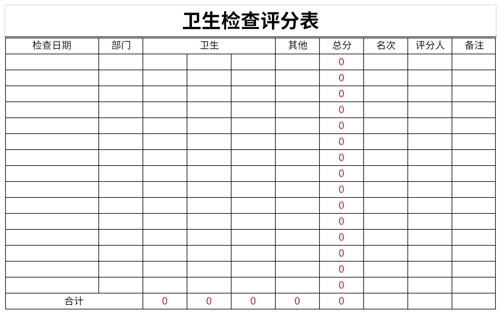 卫生检查评分表截图