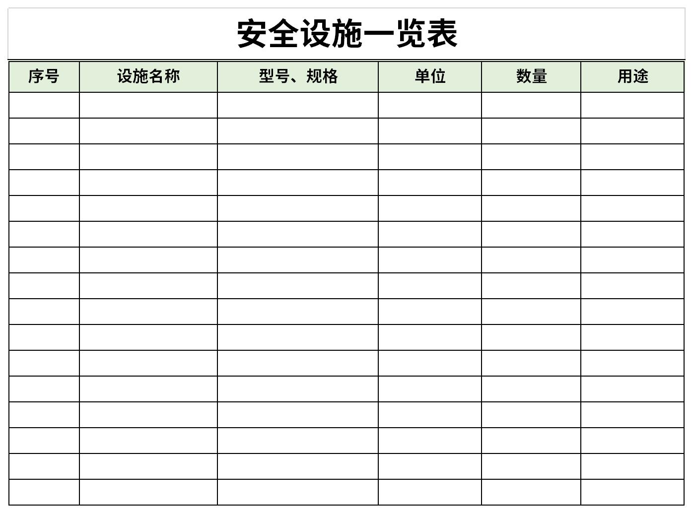 安全设施一览表截图