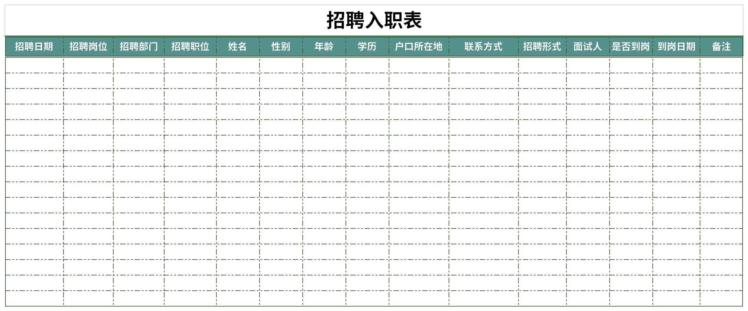 招聘入职表截图