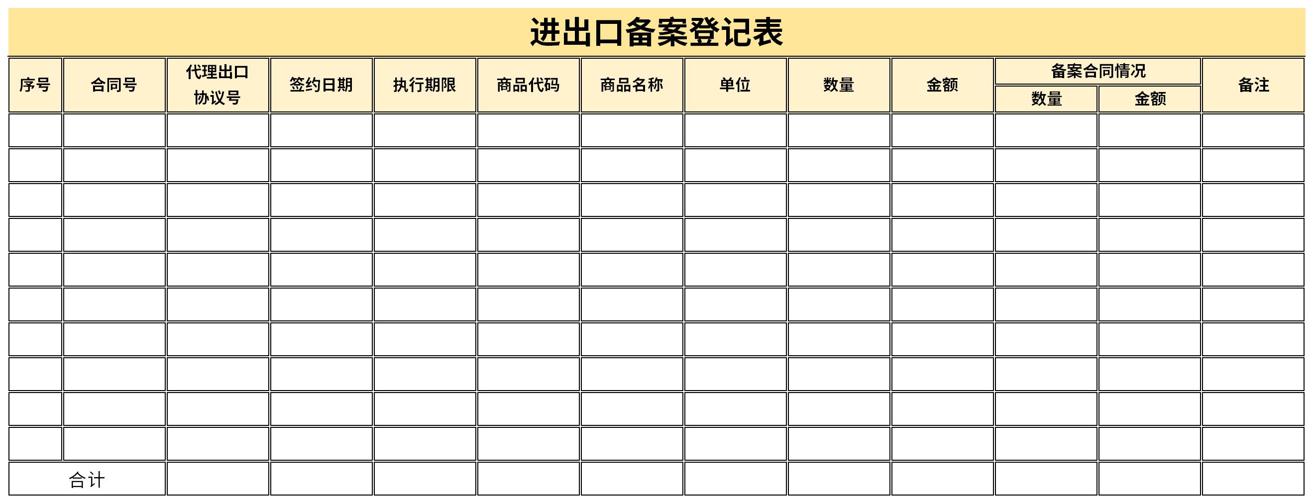 进出口备案登记表截图