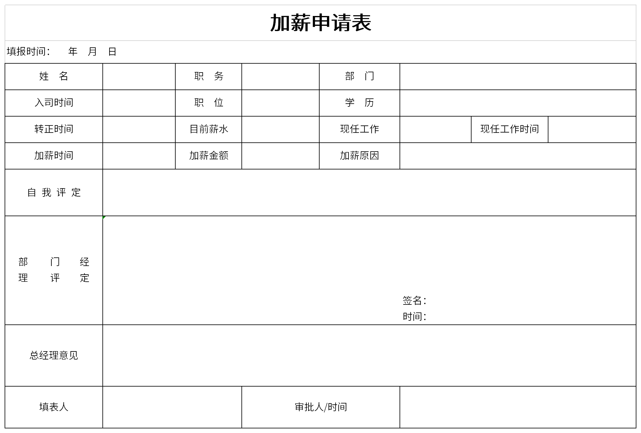 加薪申请表截图