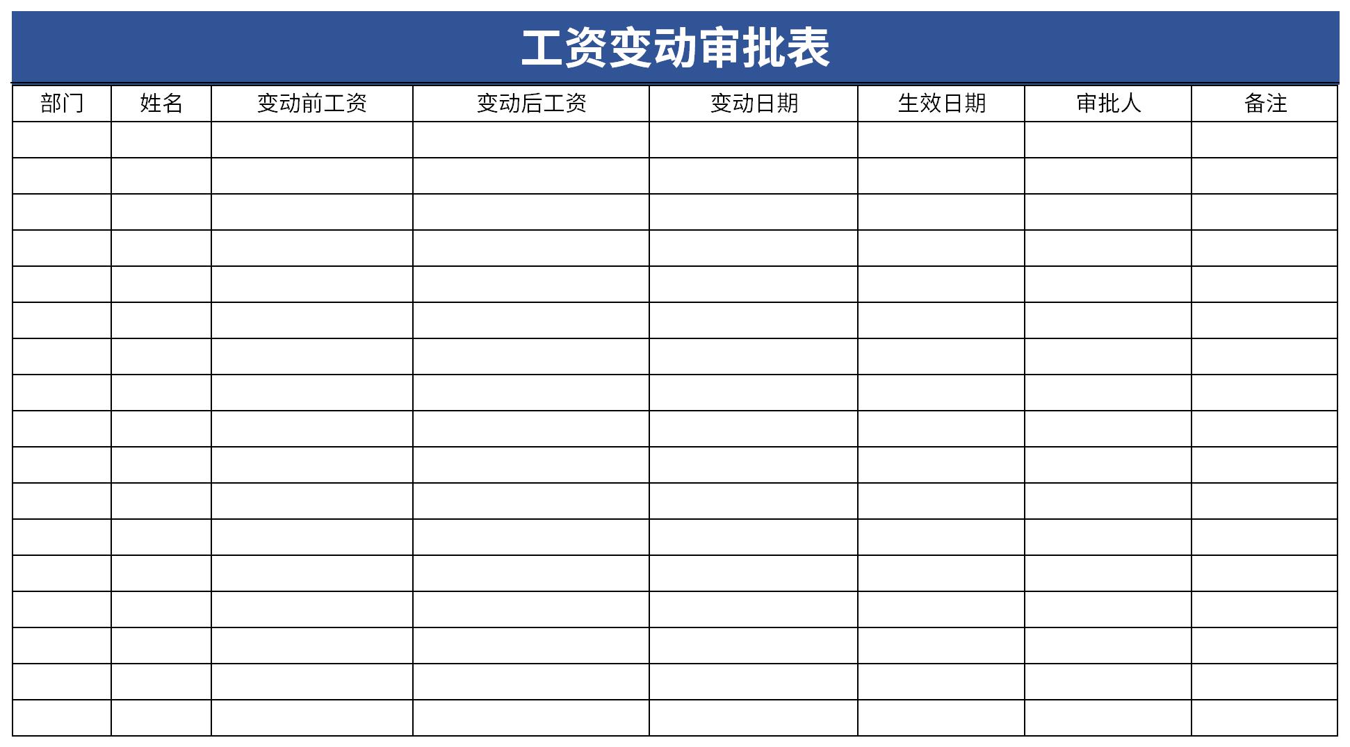 工资变动审批表截图