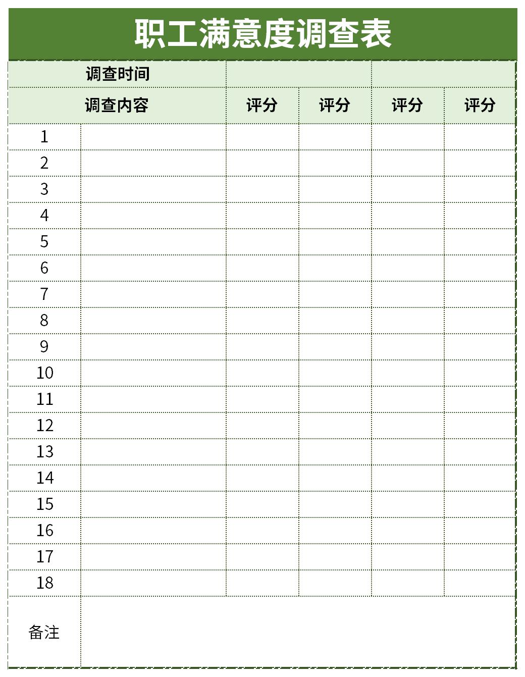 公司员工满意度调查表截图