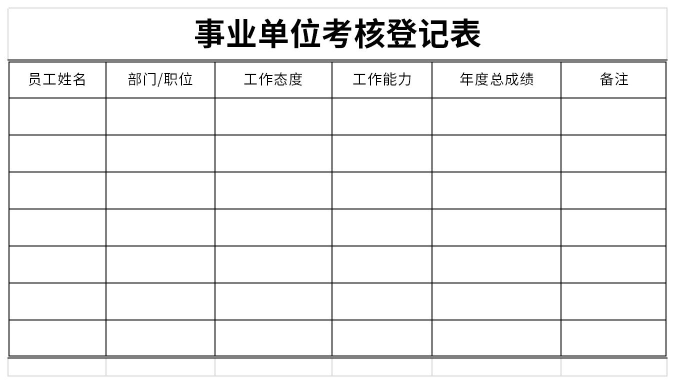 事业单位考核登记表截图