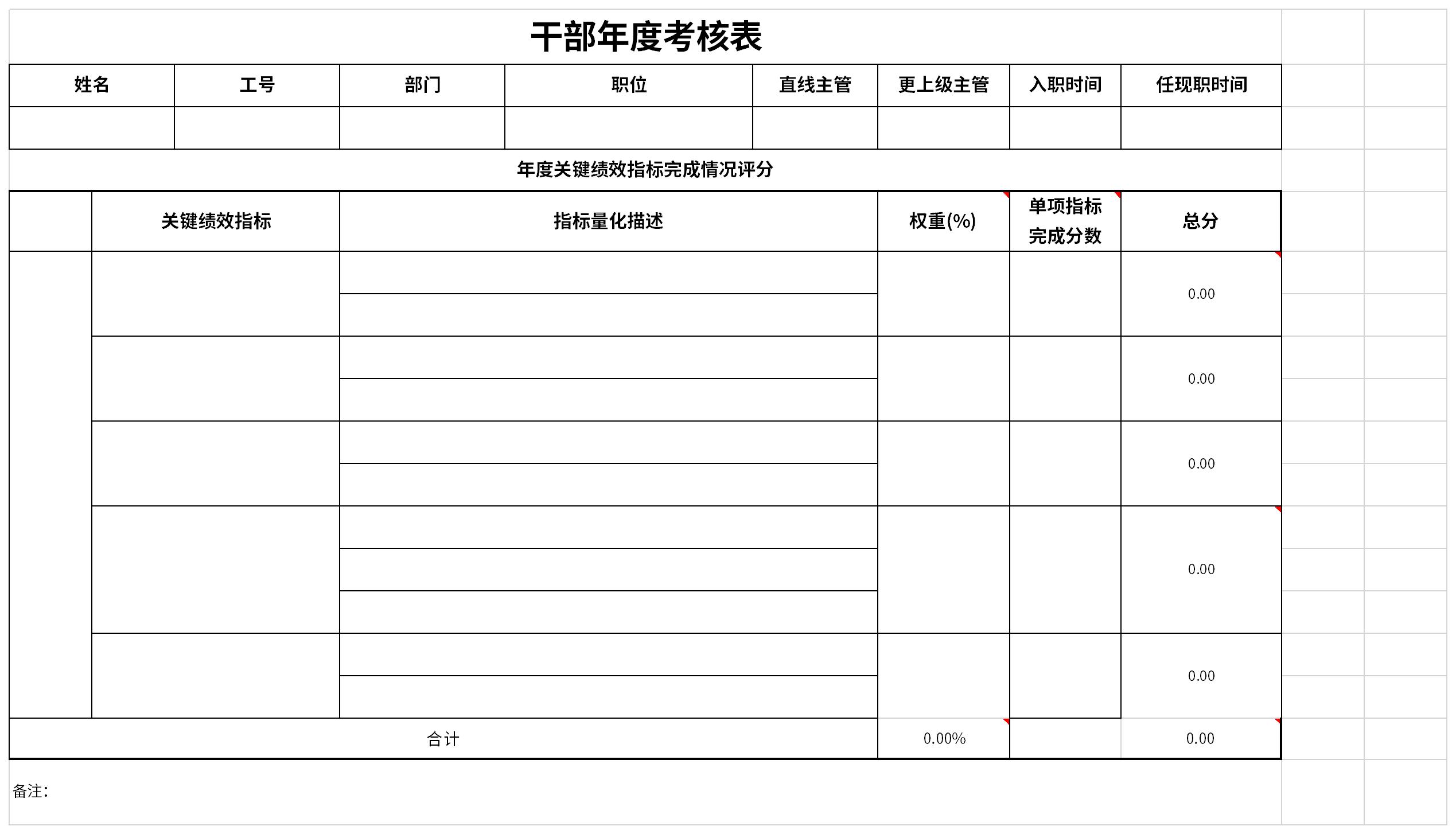 干部年度考核表截图