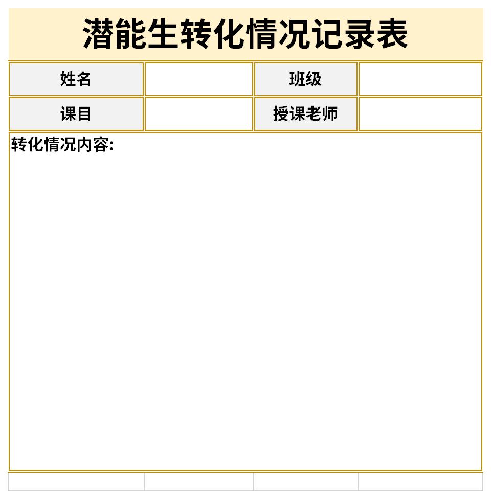 潜能生转化情况记录表截图