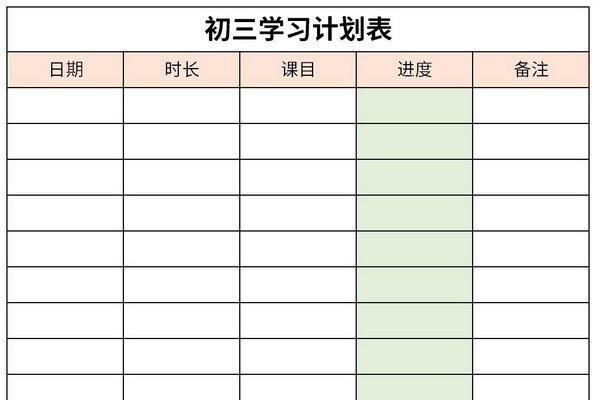 初三学习计划表截图