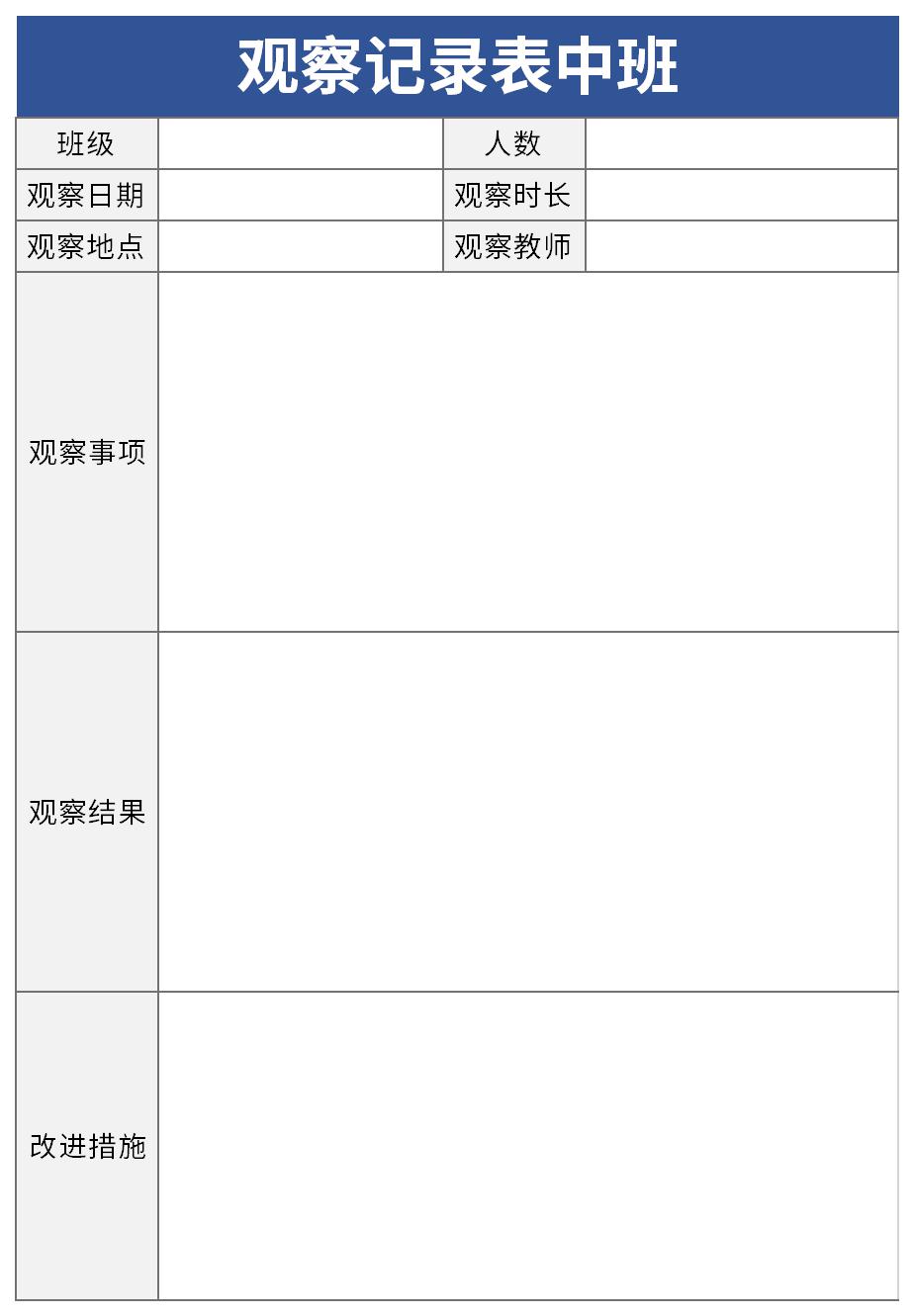 户外活动观察记录表中班截图