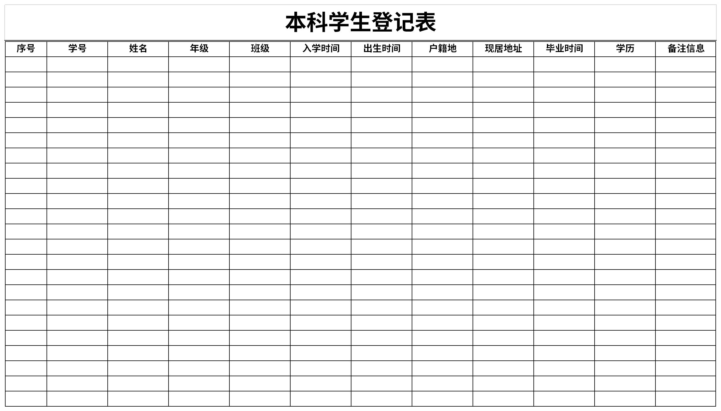 本科学生登记表截图