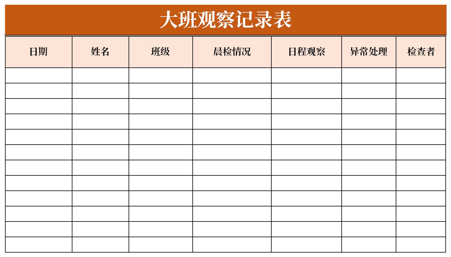 大班个案观察记录表截图