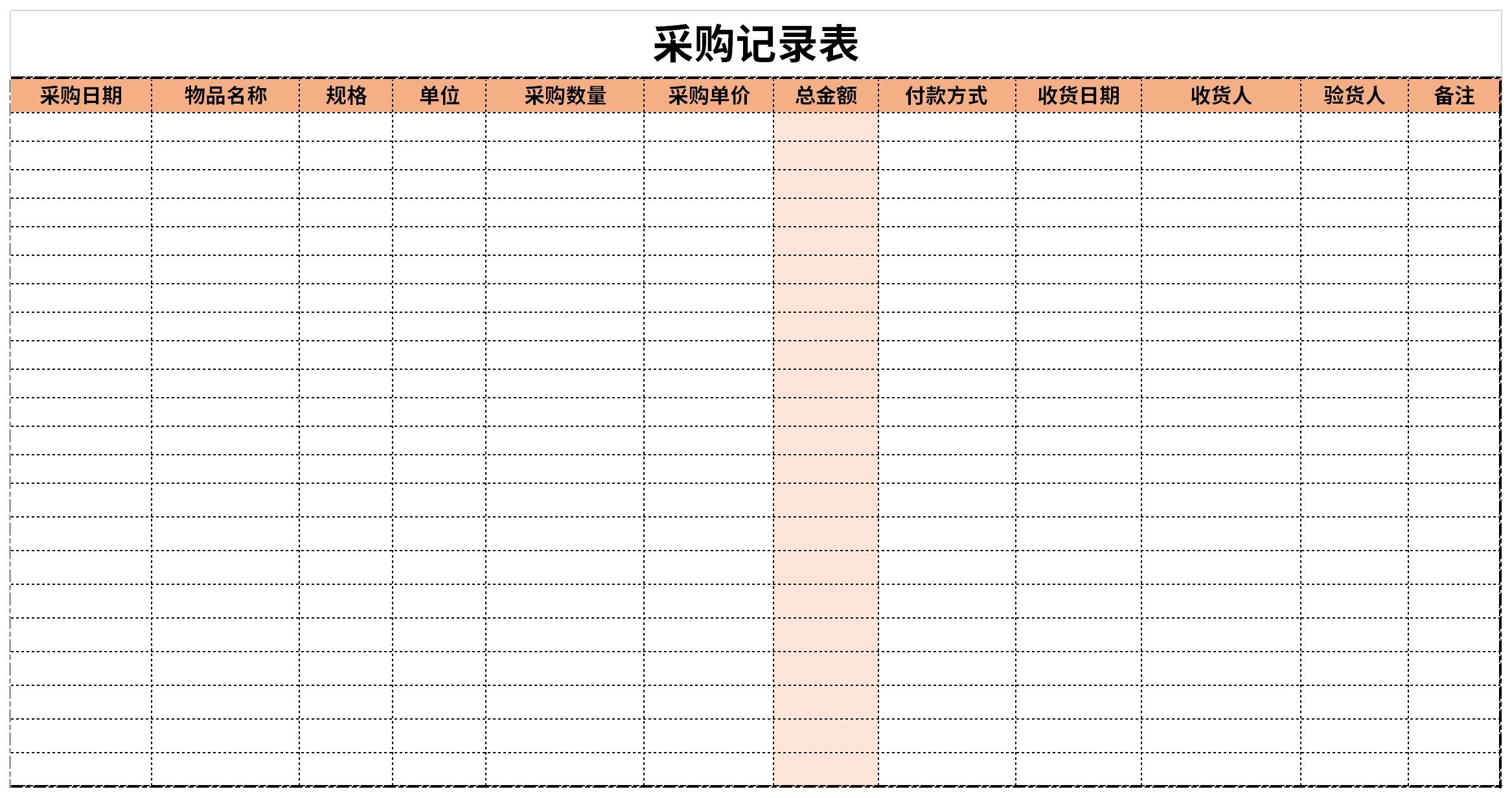 采购记录表截图