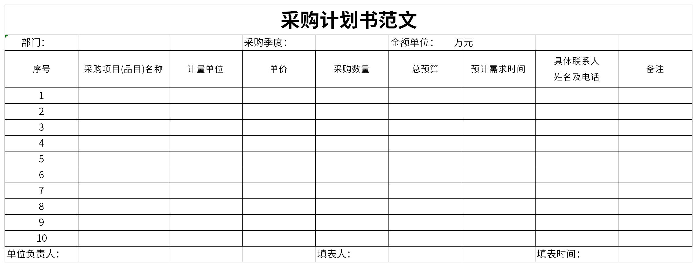 采购计划书范文截图