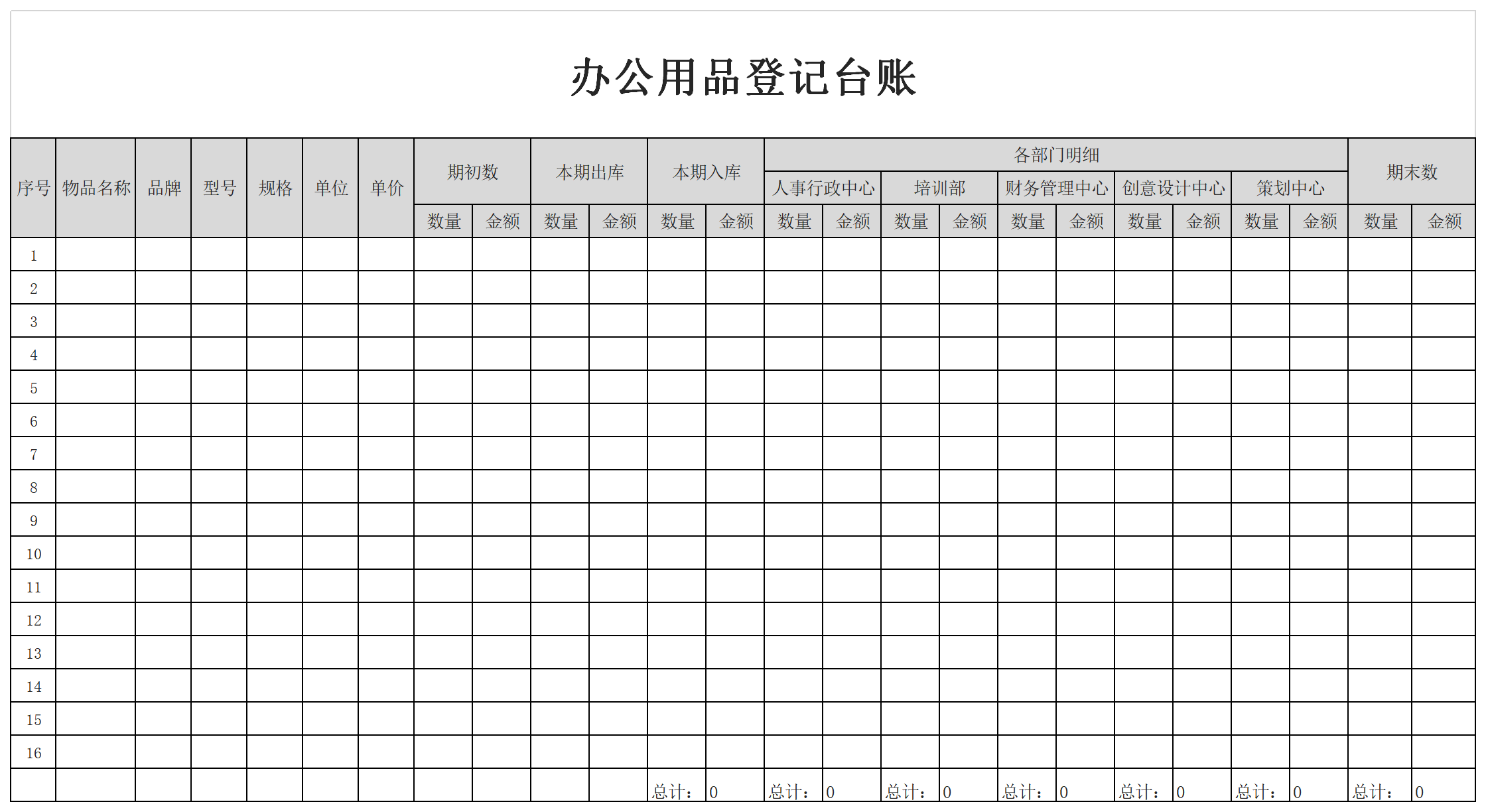 办公用品登记台账截图