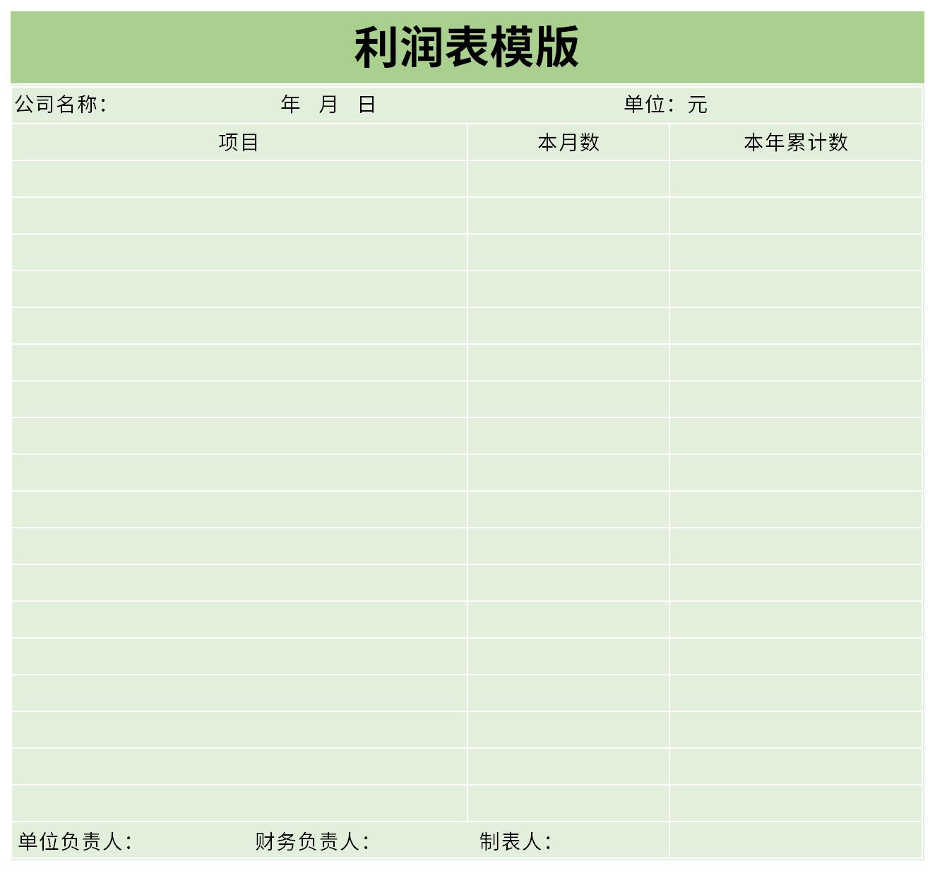 利润表模版截图