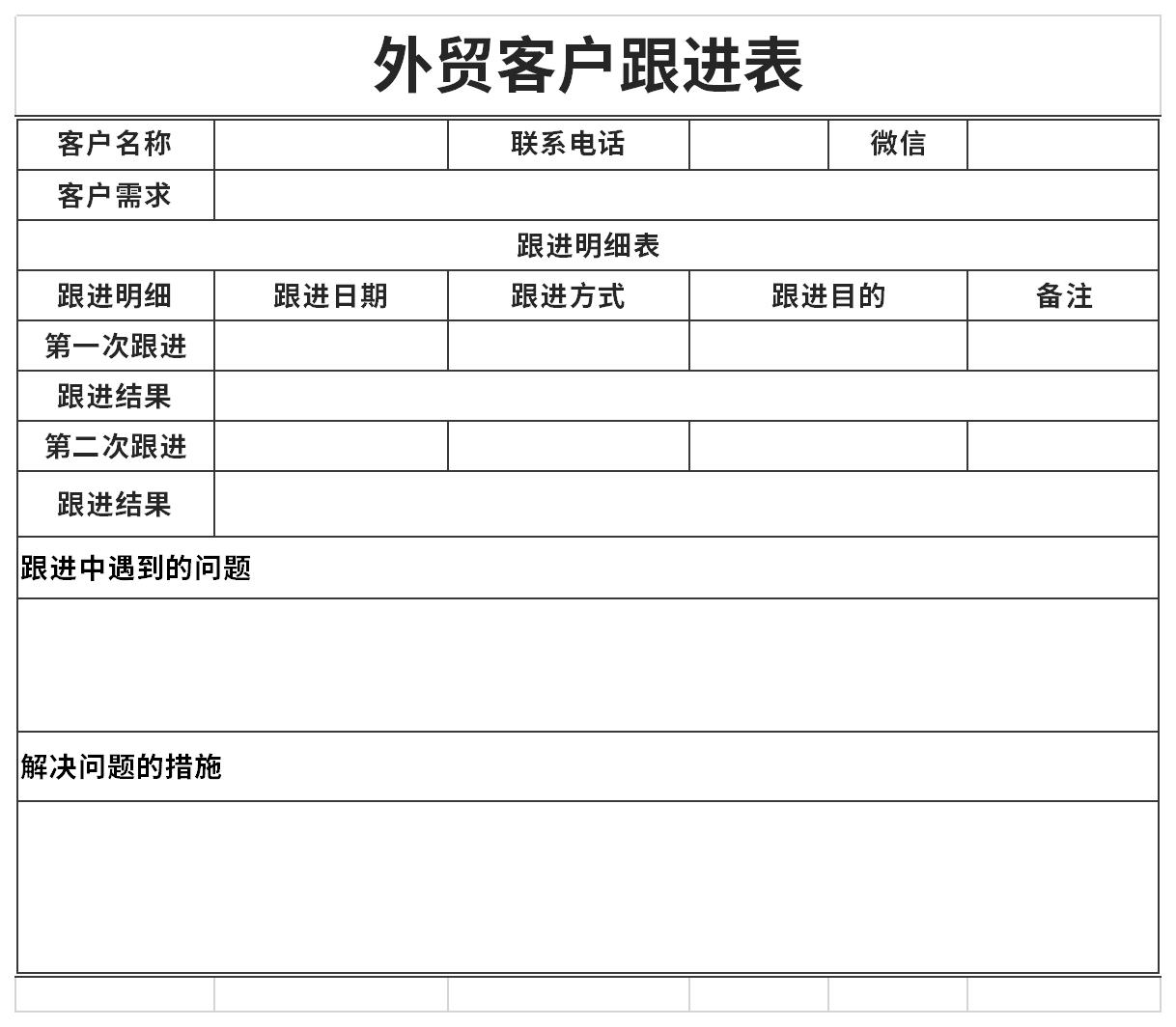 外贸客户跟进表截图