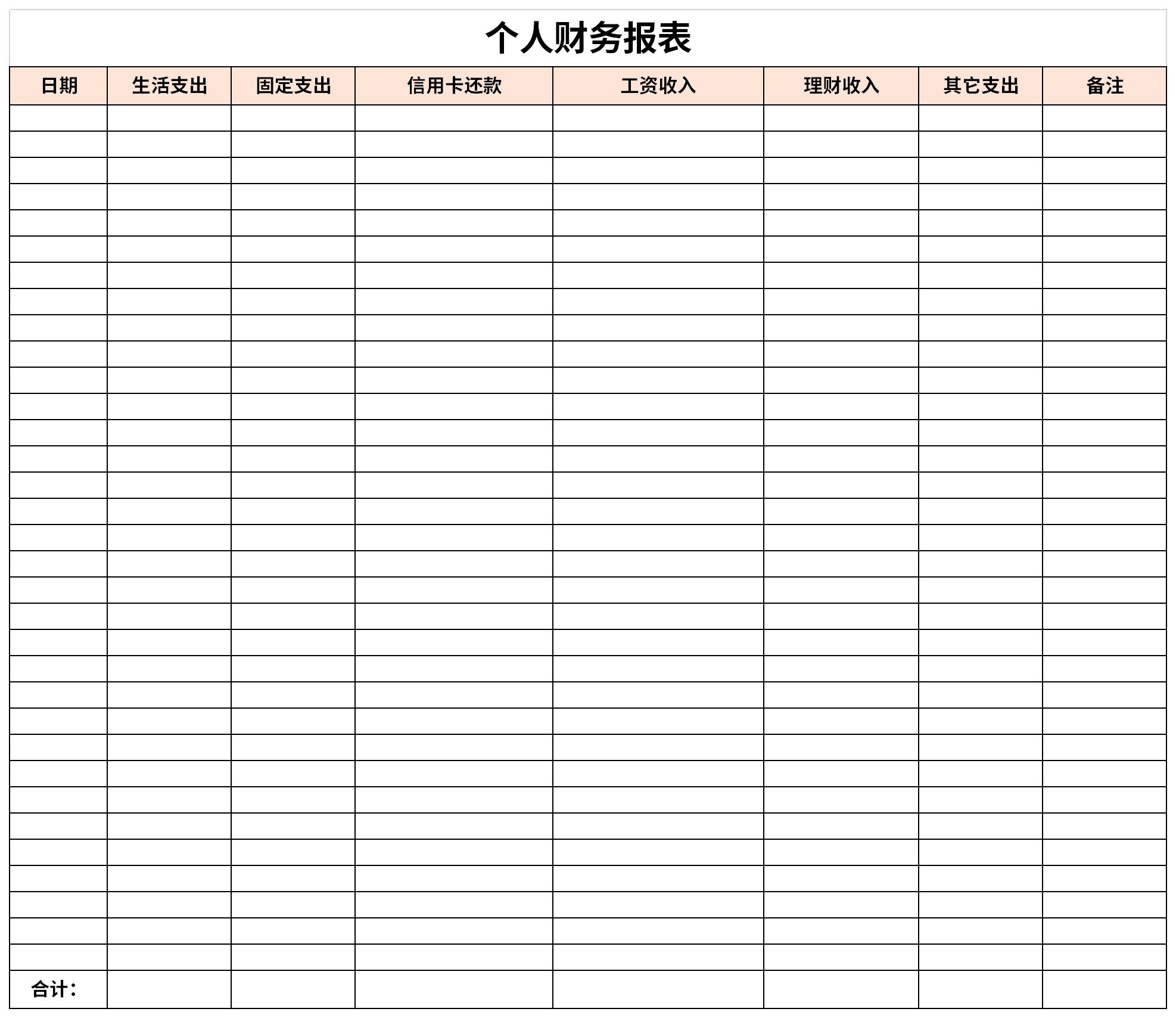 个人财务报表截图