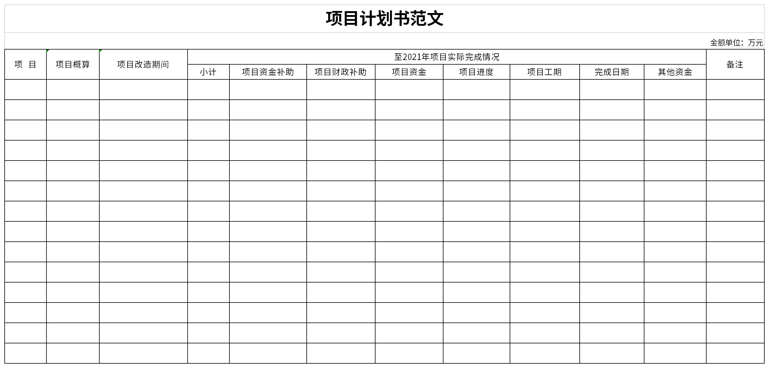 项目计划书范文截图