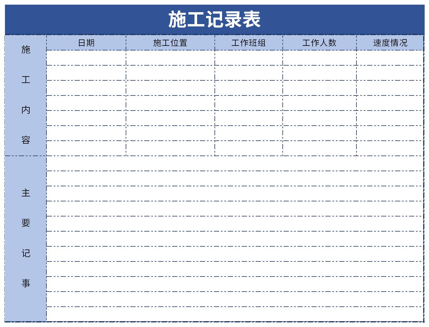 施工记录表截图