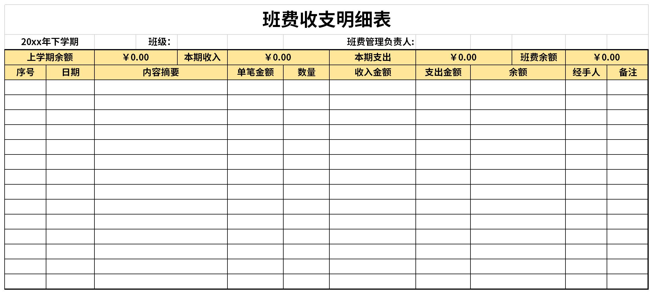 班费明细表截图