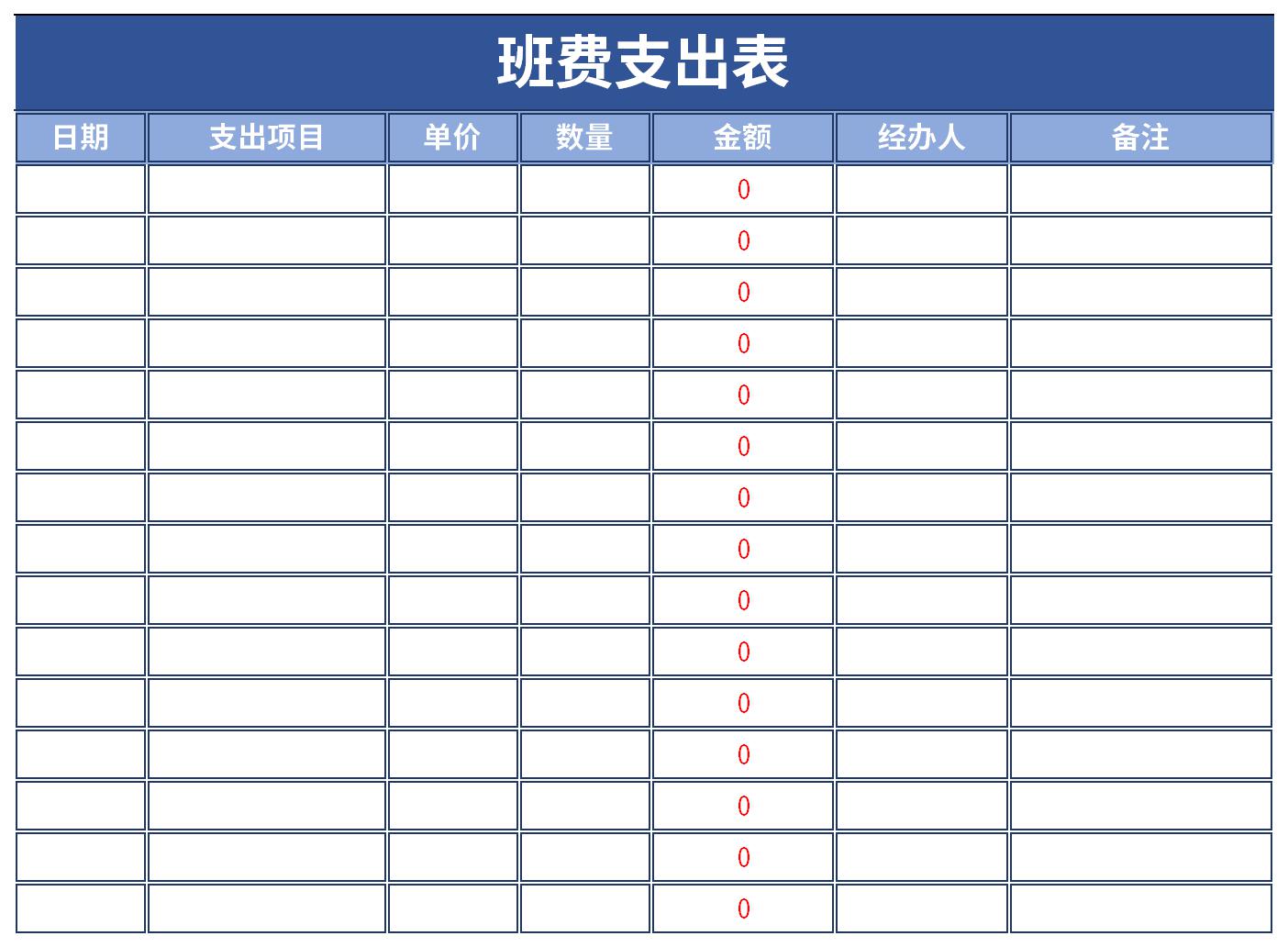 班费支出明细表截图