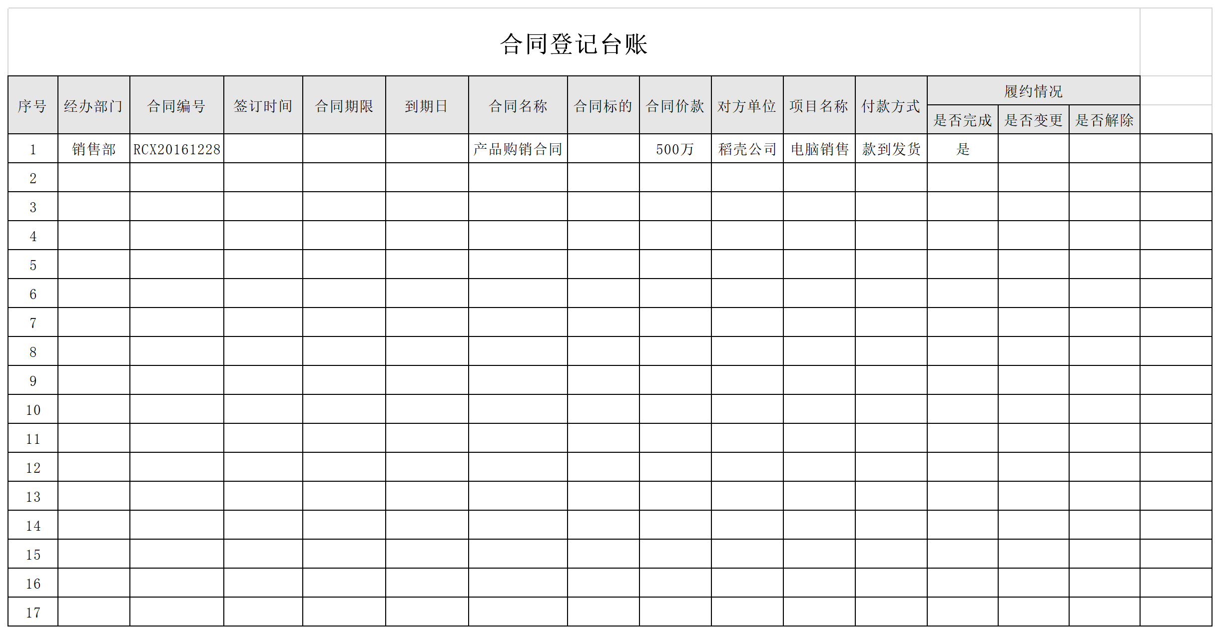 合同登记台账截图