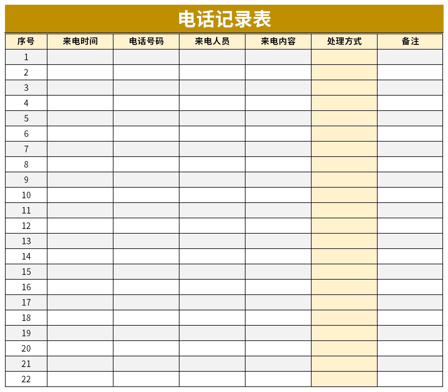 电话回访记录表截图