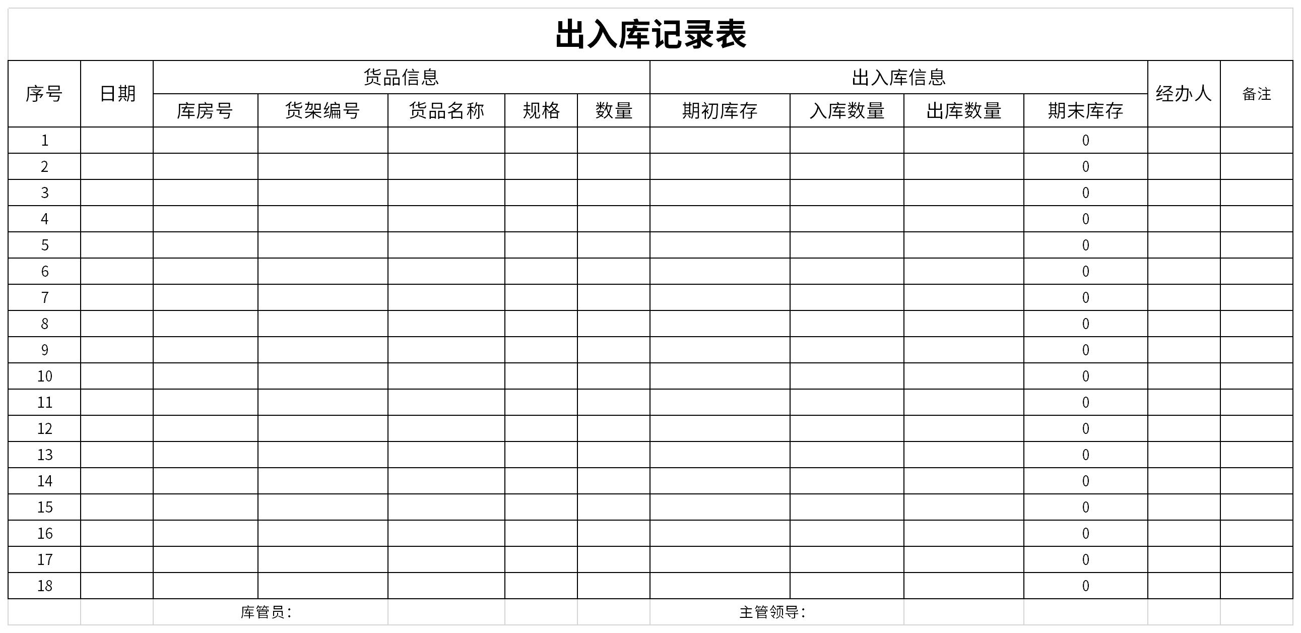 出入库统计表截图