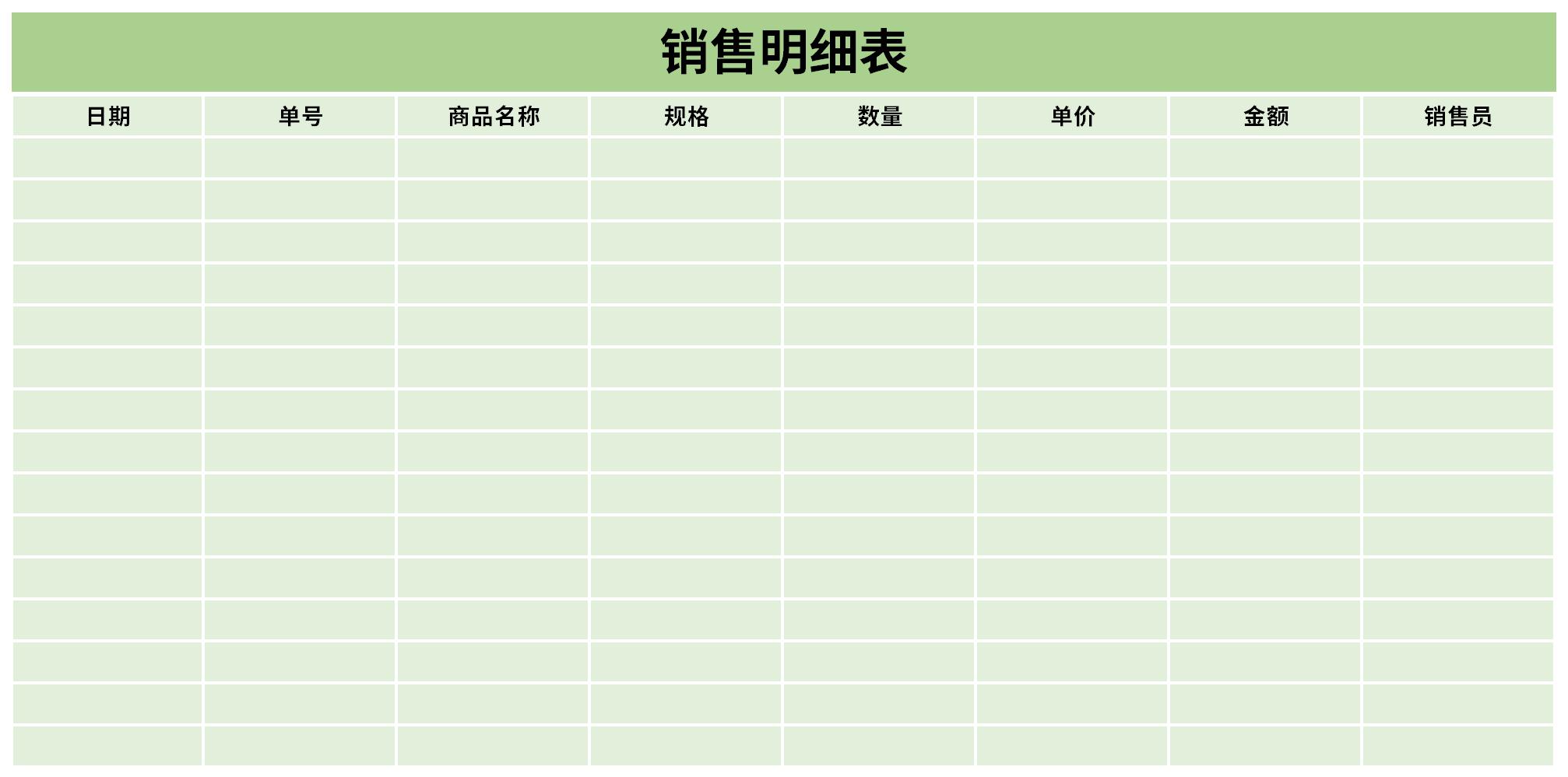 日销售报表明细表截图