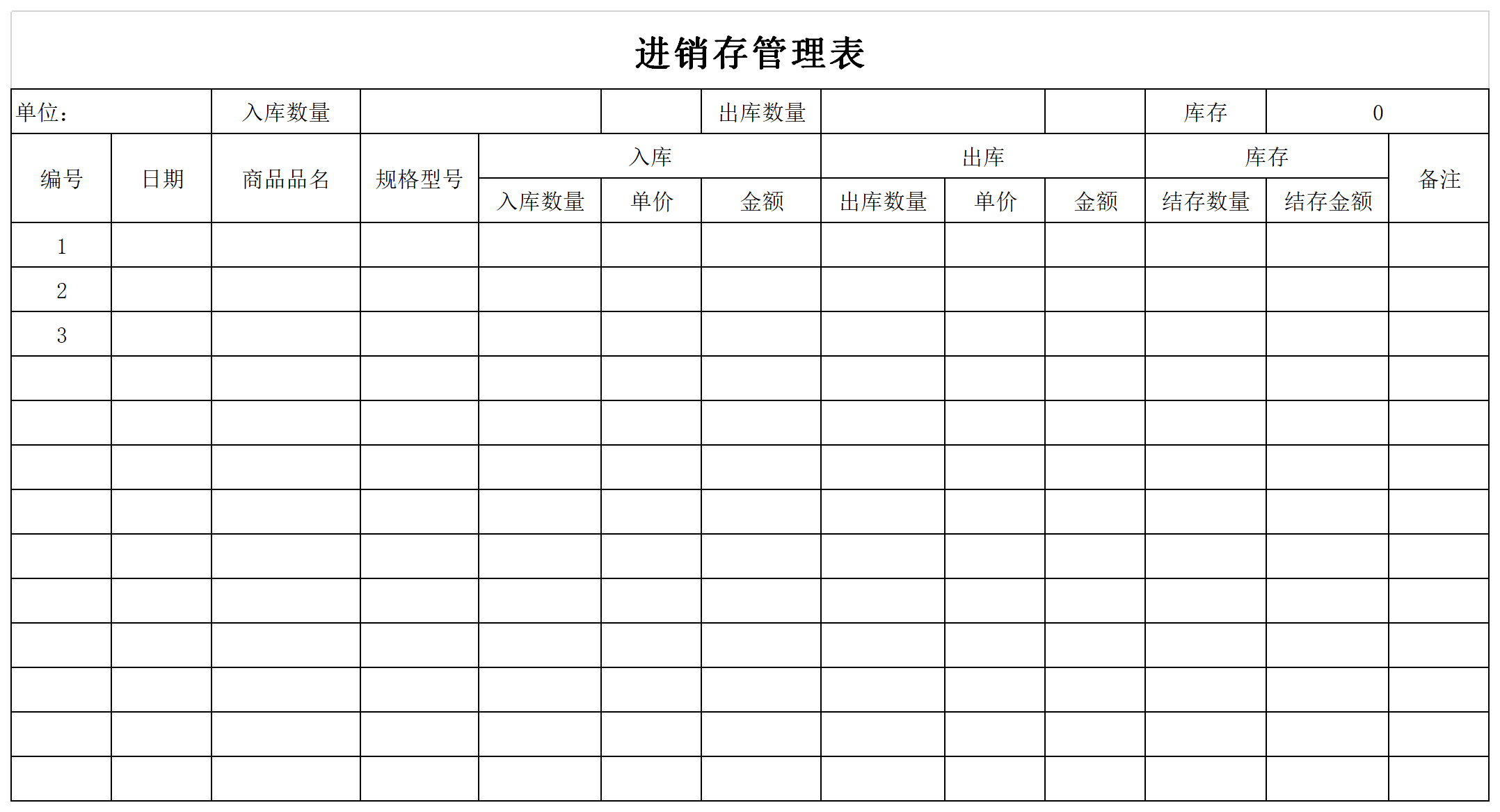 进销存管理表截图