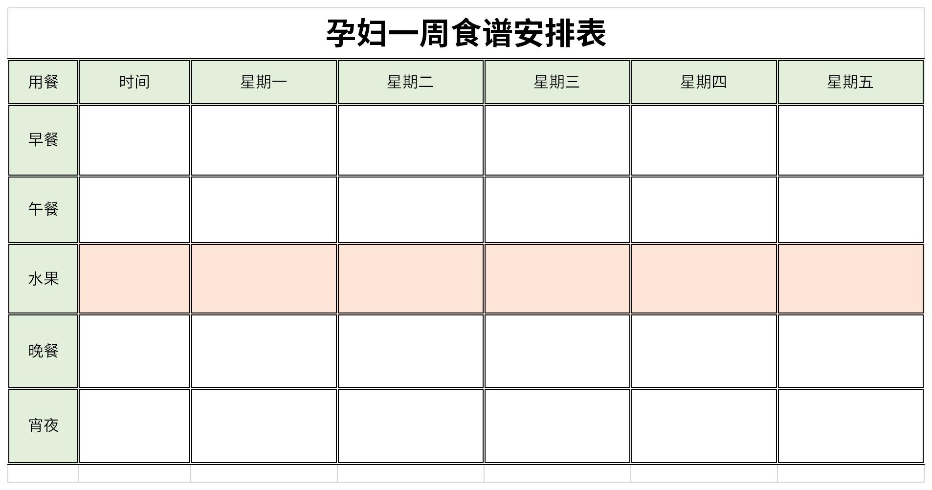 孕妇一周食谱安排表截图