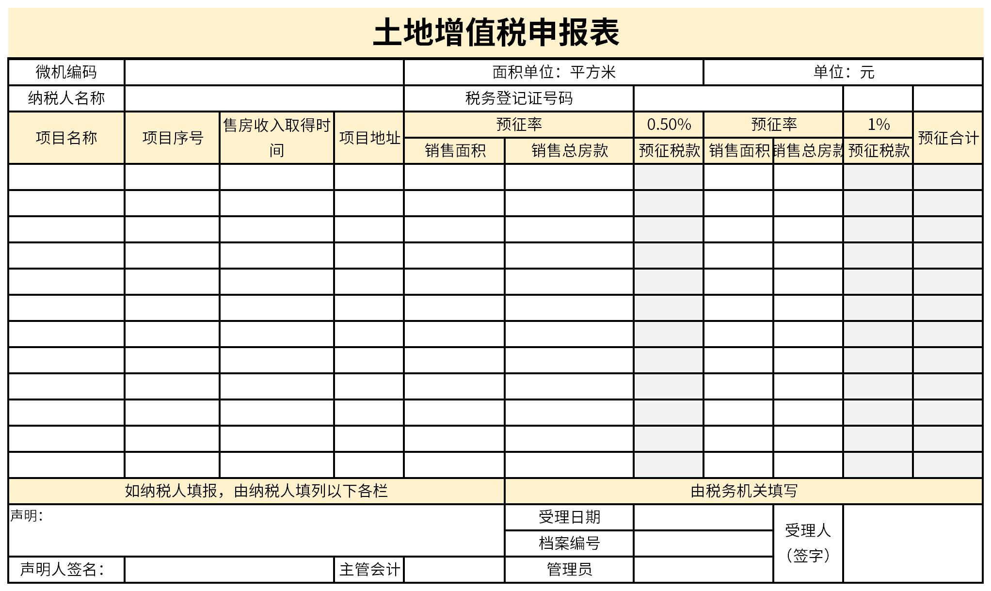 土地增值税申报表截图