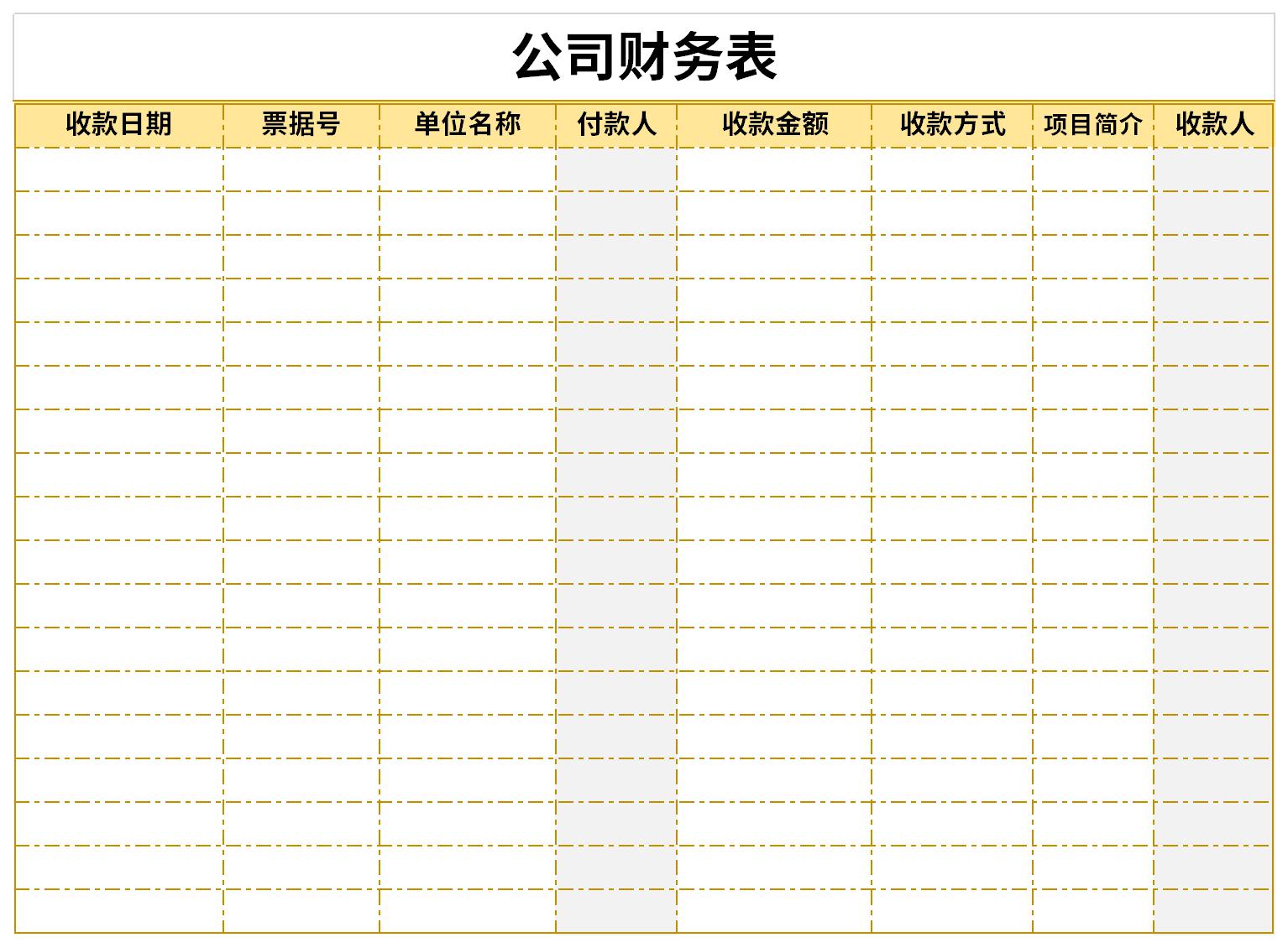 公司财务表截图