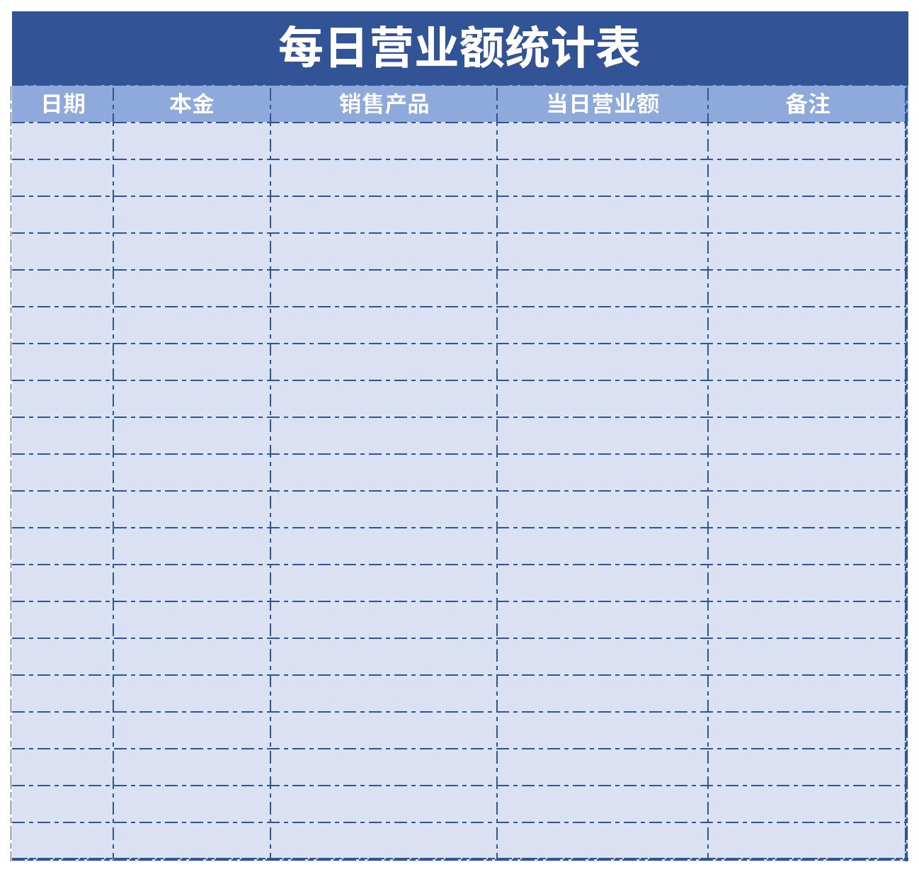 每日营业额统计表截图