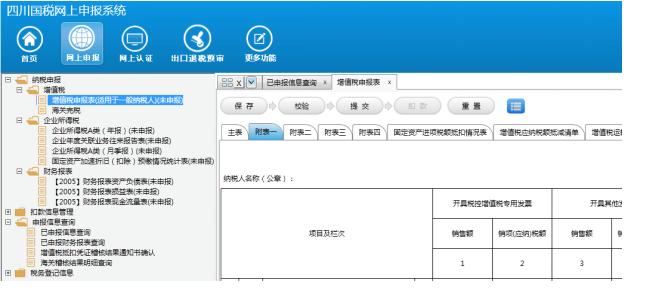 四川国税网上申报系统截图