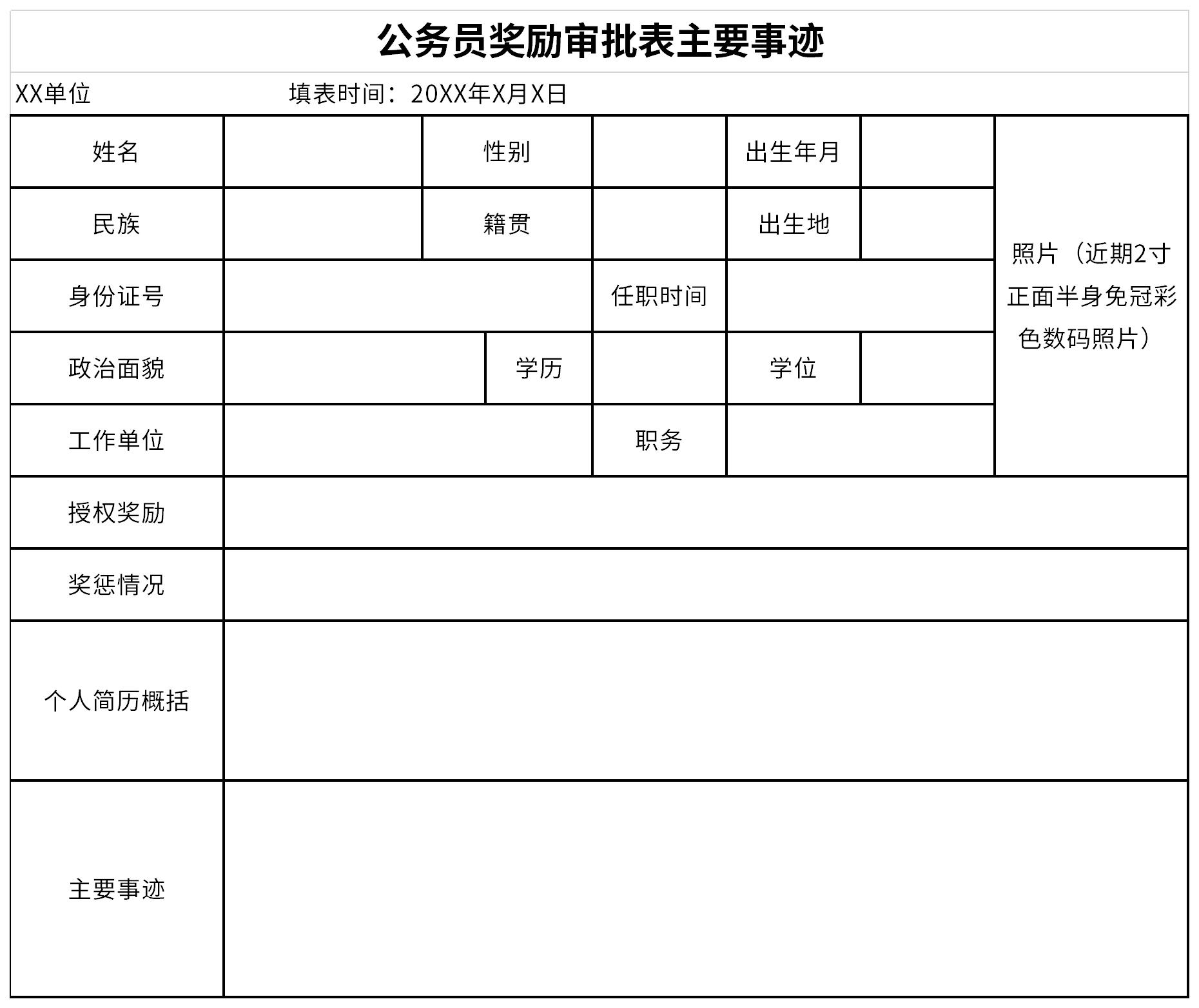 公务员奖励审批表主要事迹截图