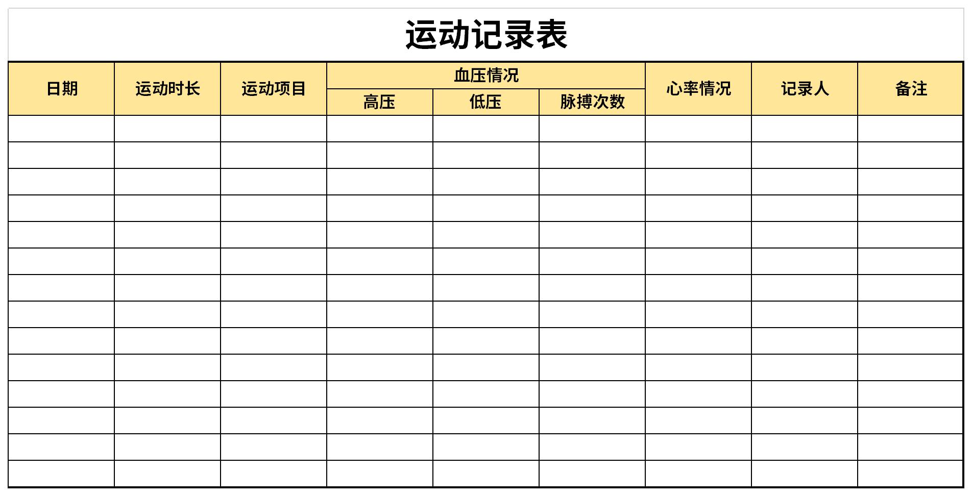 运动记录表截图