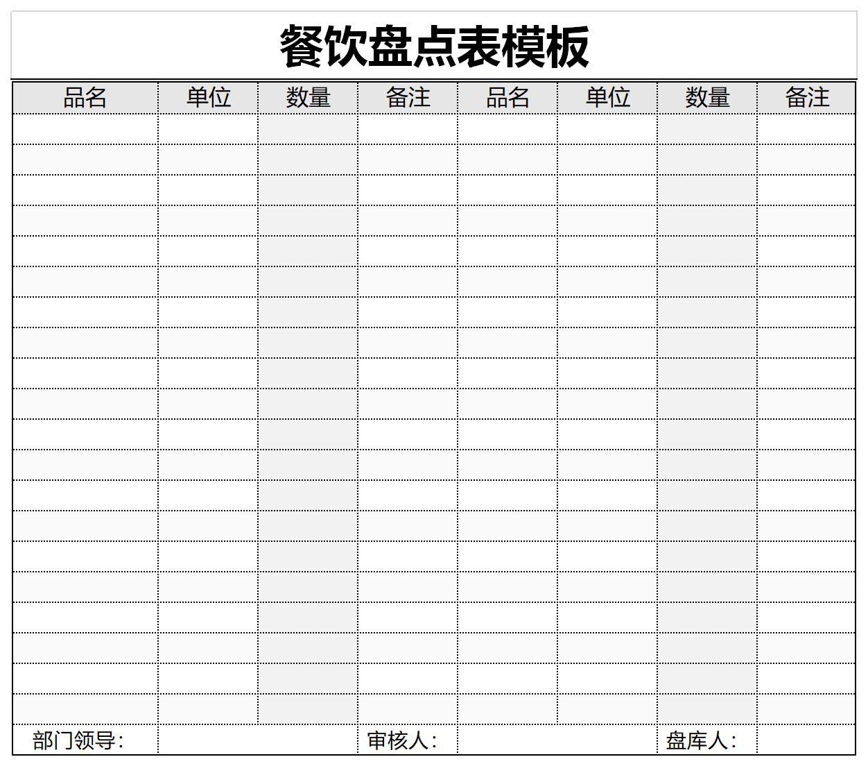 餐饮盘点表模板截图