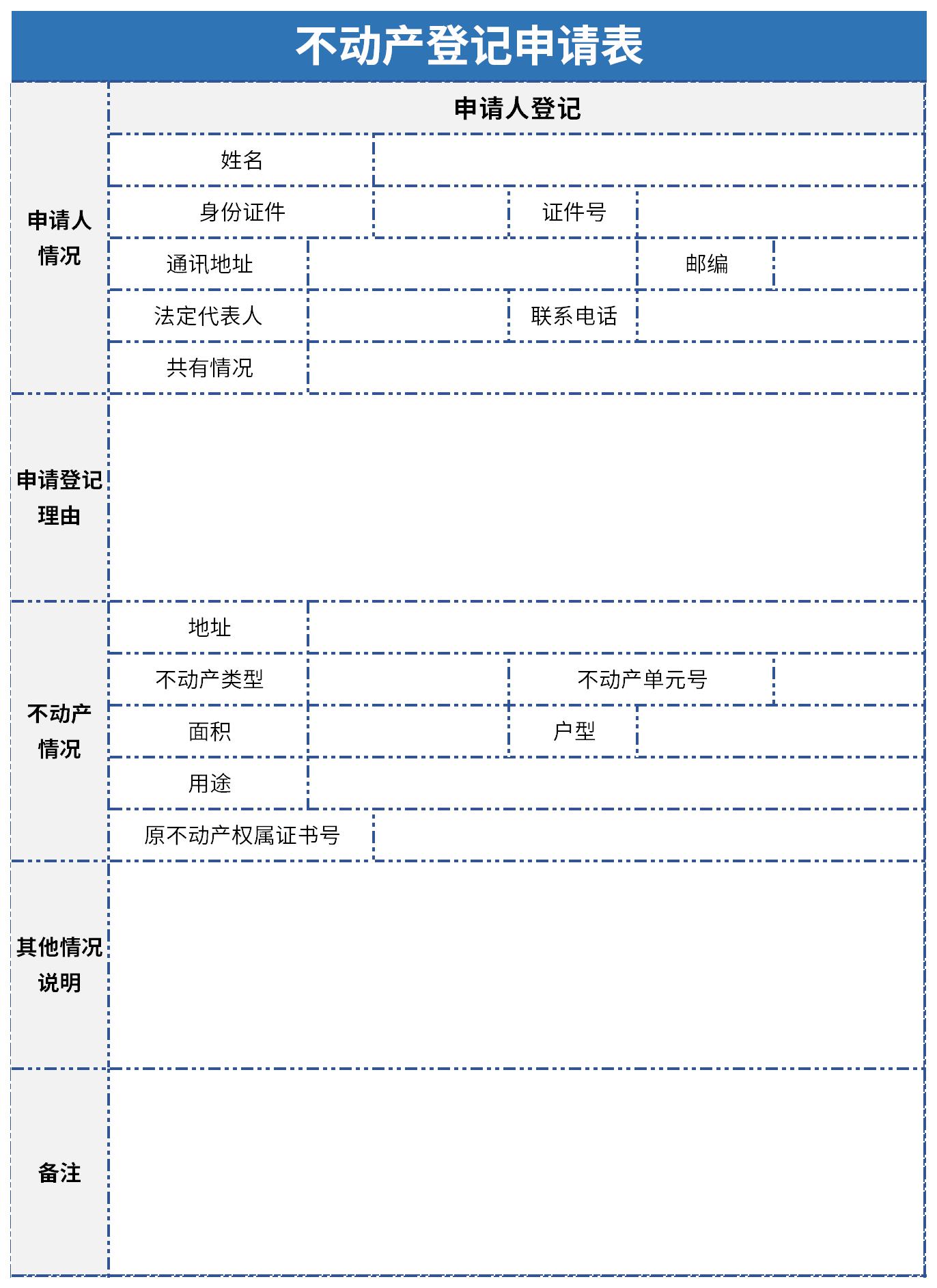 不动产登记申请表截图