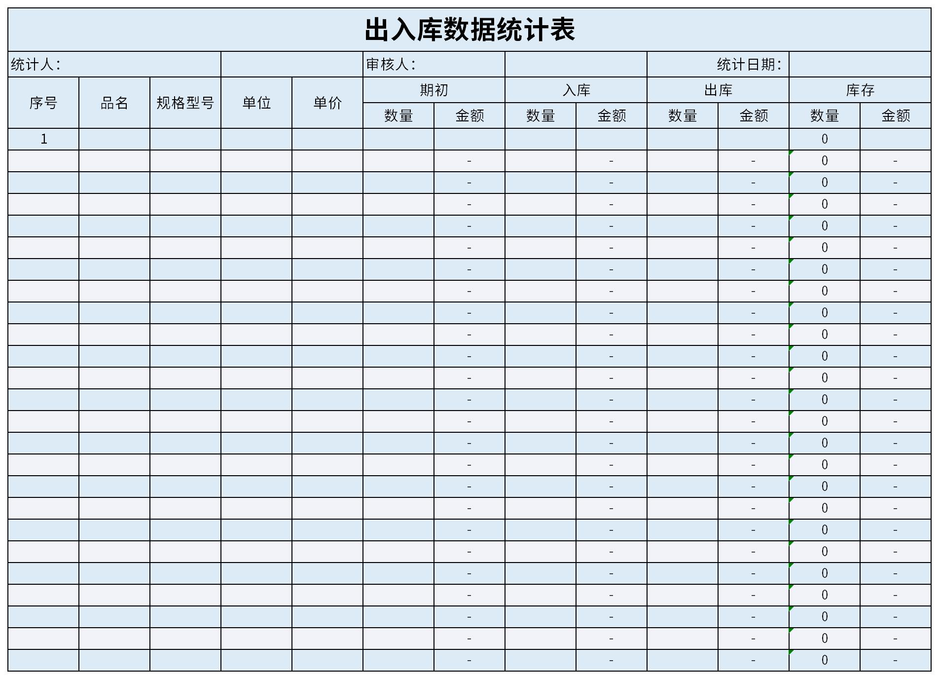 出入库数据统计表截图