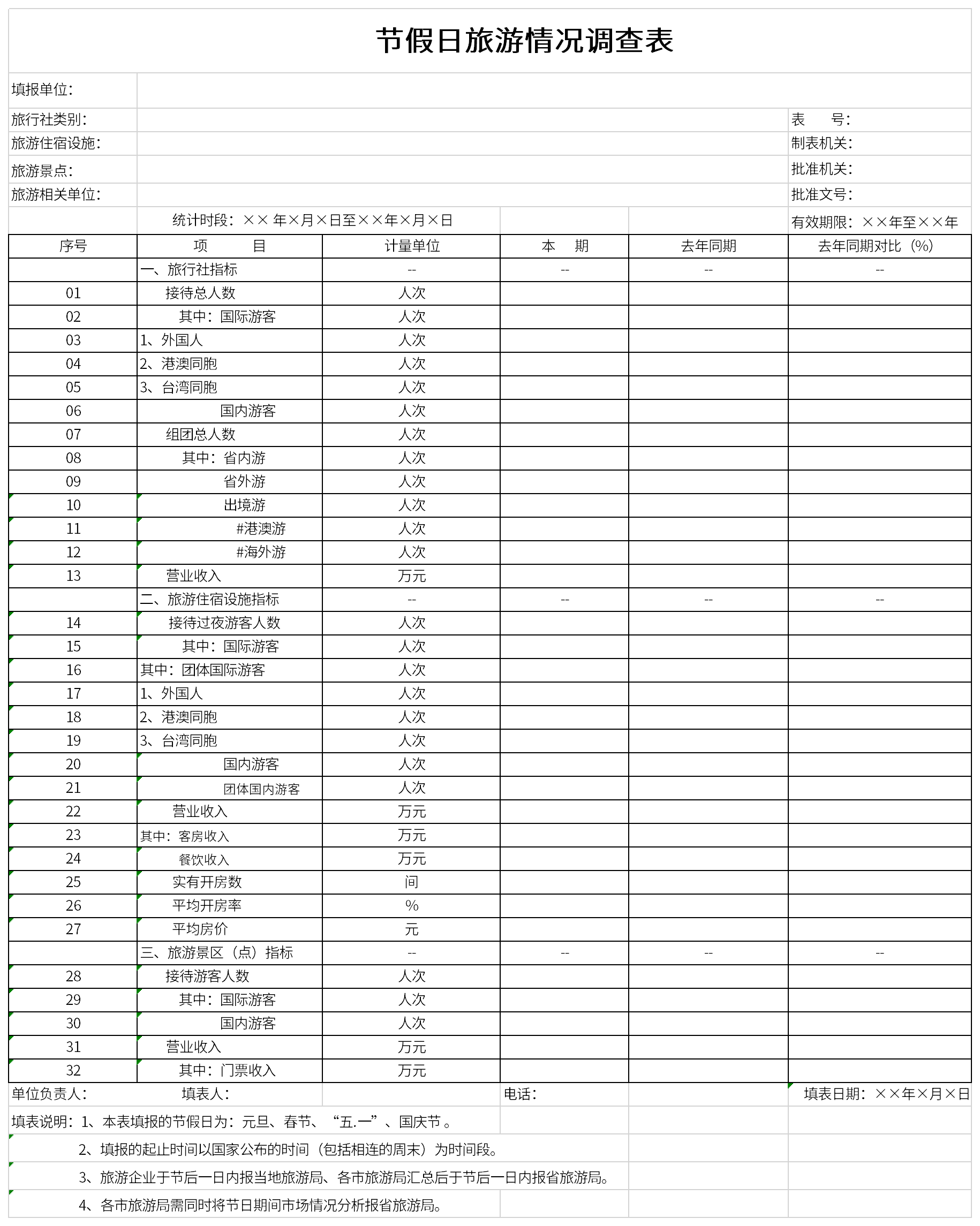 节假日旅游情况调查表截图